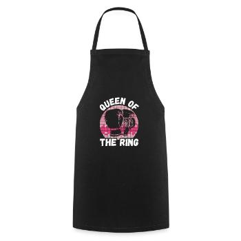Queen Of The Ring - Lustig Box Frau - Kochschürze - Schwarz - Vorne - AI Model Male 185 dark (185cm)