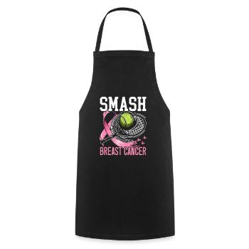Smash Breast Cancer Badminton Breast Cancer - Cooking Apron - black - Front - AI Model Male 185 dark (185cm)