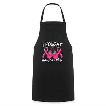 I Fought Hard And I Won Boxer Breast Cancer - Cooking Apron - black - Front - AI Model Male 185 dark (185cm)