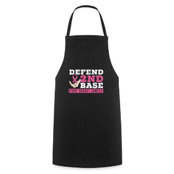 Defend 2nd Base Baseball Breast Cancer Awareness - Cooking Apron - black - Front - AI Model Male 185 dark (185cm)