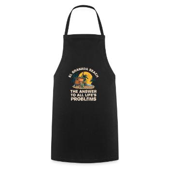 El Granada Beach Répond à tous les problèmes de la vie - Tablier de cuisine - noir - Devant - AI Model Male 185 dark (185cm)