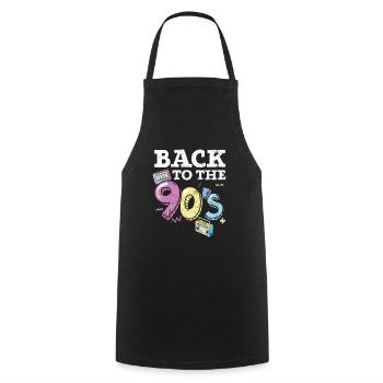 Zurück zur 90er Jahre 1990 Vintage Nineties Party - Kochschürze - Schwarz - Vorne - AI Model Male 185 dark (185cm)