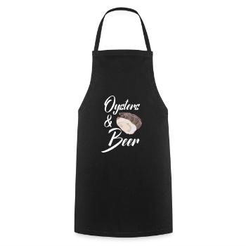 Oyster And Beer Drinking Seashell Mollusc Animal - Cooking Apron - black - Front - AI Model Male 185 dark (185cm)