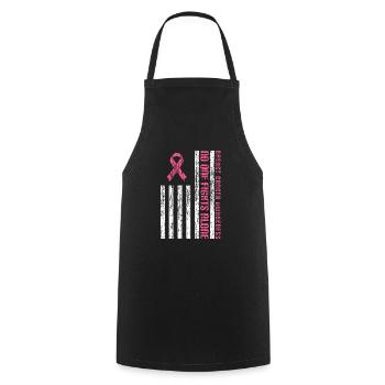 Pink Ribbon Breast Cancer American Flag - Kochschürze - Schwarz - Vorne - AI Model Male 185 dark (185cm)