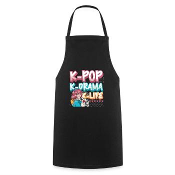 Korean Pop Design for a K-Pop Fashion Fan - Cooking Apron - black - Front - AI Model Male 185 dark (185cm)
