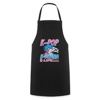 Korean Pop Design for a K-Pop Fashion Fan - Cooking Apron - black - Front - AI Model Male 185 dark (185cm)