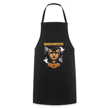 Happy Halloween I Dog Lover I Yorkshire Terrier - Cooking Apron - black - Front - AI Model Male 185 dark (185cm)