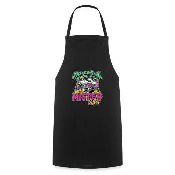Fossil Tooth Collector Design for a Shark Fossil - Cooking Apron - black - Front - AI Model Male 185 dark (185cm)