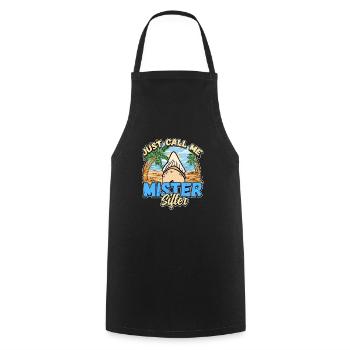 Fossil Tooth Collector Design for a Shark Fossil - Cooking Apron - black - Front - AI Model Male 185 dark (185cm)