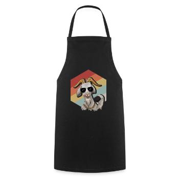 Chèvre rétro cool avec lunettes de soleil - Tablier de cuisine - noir - Devant - AI Model Male 185 dark (185cm)