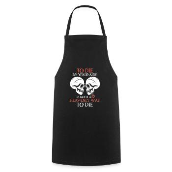 Romantic Gothic Skull Bones Skeleton Roses Death - Kochschürze - Schwarz - Vorne - AI Model Male 185 dark (185cm)