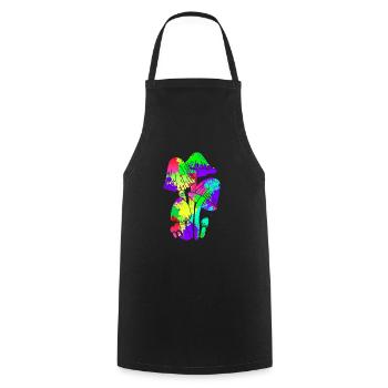 Cueillette de champignons colorées Party - Tablier de cuisine - noir - Devant - AI Model Male 185 dark (185cm)