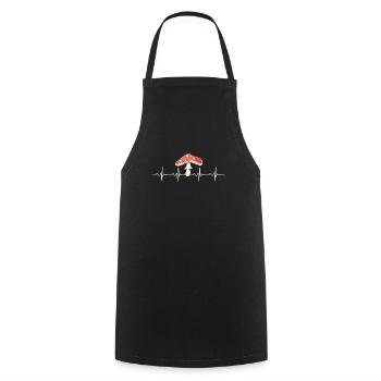 Mushroom Picker Heartbeat Heart Rate ECG - Cooking Apron - black - Front - AI Model Male 185 dark (185cm)