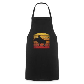 Retro Bull Rider Cowboy Western Rodeo Bull Riding - Cooking Apron - black - Front - AI Model Male 185 dark (185cm)