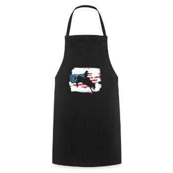USA Flag Bull Rider Western Rodeo Bull Riding - Cooking Apron - black - Front - AI Model Male 185 dark (185cm)