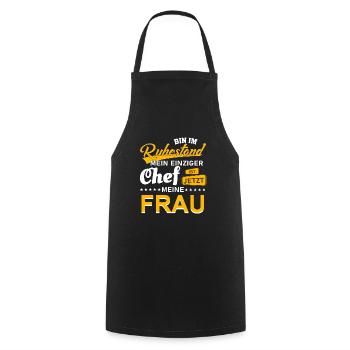 Ruhestand chef frau Pension Spruch Geschenk - Kochschürze - Schwarz - Vorne - AI Model Male 185 dark (185cm)