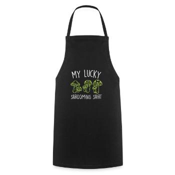 My Lucky Shrooming Shirt - Cooking Apron - black - Front - AI Model Male 185 dark (185cm)