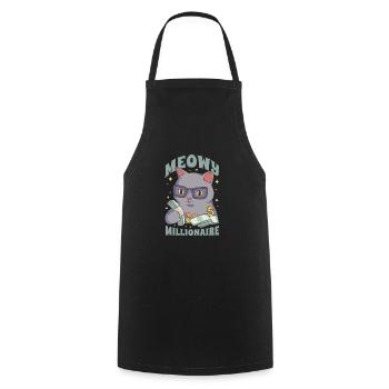 Meowy Millionaire Money Cat Lover - Cooking Apron - black - Front - AI Model Male 185 dark (185cm)