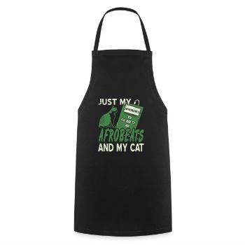 Juste mes afrobeats et mon chat T-Shirt vintage - Tablier de cuisine - noir - Devant - AI Model Male 185 dark (185cm)