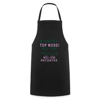 Tshirt femme Bientôt Top model veuillez patienter - Tablier de cuisine - noir - Devant - AI Model Male 185 dark (185cm)