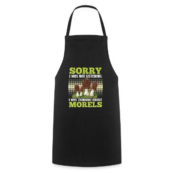 Morel Collector Mushroom Picker - Cooking Apron - black - Front - AI Model Male 185 dark (185cm)