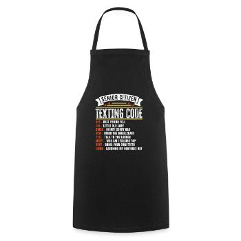 Funny Senior Citizen's Texting Code Gift for - Cooking Apron - black - Front - AI Model Male 185 dark (185cm)