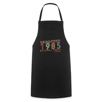 Vœux d’anniversaire pour août 1985 - Tablier de cuisine - noir - Devant - AI Model Male 185 dark (185cm)