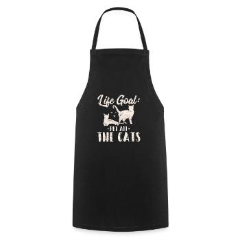 Objectif de vie: Pet All The Cats Funny Cat Lover Cat - Tablier de cuisine - noir - Devant - AI Model Male 185 dark (185cm)