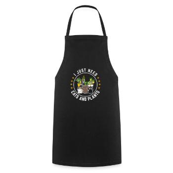 J’ai juste besoin de chats et de plantes Amoureux des chats Maman - Tablier de cuisine - noir - Devant - AI Model Male 185 dark (185cm)