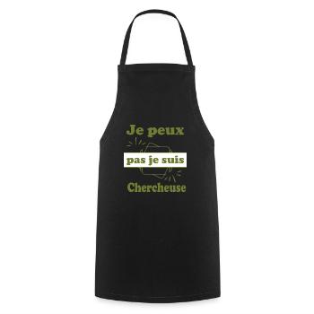 Tshirt femme Je peux pas je suis Chercheuse - Tablier de cuisine - noir - Devant - AI Model Male 185 dark (185cm)