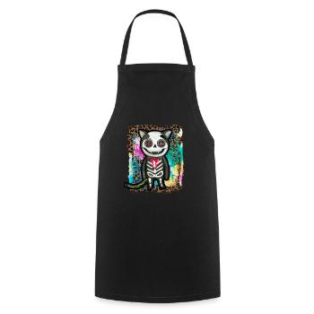 Halloween Zombie Squelette Chat Tie Dye - Tablier de cuisine - noir - Devant - AI Model Male 185 dark (185cm)