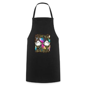 Halloween I love her Boo Bees Tie Dye - Cooking Apron - black - Front - AI Model Male 185 dark (185cm)
