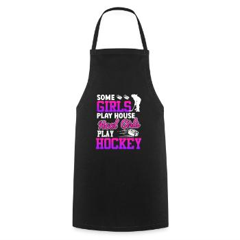 Real Girls Play Hockey Spielerin - Kochschürze - Schwarz - Vorne - AI Model Male 185 dark (185cm)