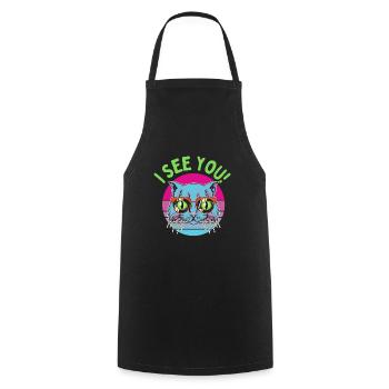A cat sees everything! - Cooking Apron - black - Front - AI Model Male 185 dark (185cm)