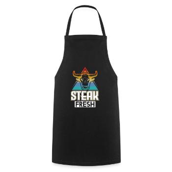 Steak Fresh Bull Vintage - Cooking Apron - black - Front - AI Model Male 185 dark (185cm)