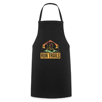 Run Trails Mountains Sunset Trailrunning - Cooking Apron - black - Front - AI Model Male 185 dark (185cm)