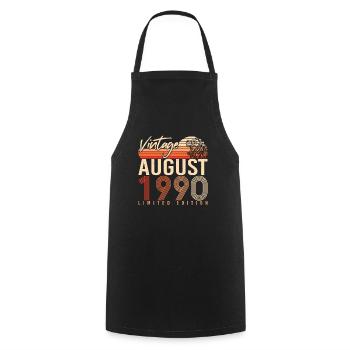 Born in August 1990 - Cooking Apron - black - Front - AI Model Male 185 dark (185cm)
