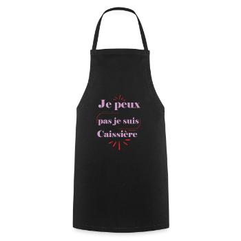 Tshirt femme Je peux pas je suis Caissière - Tablier de cuisine - noir - Devant - AI Model Male 185 dark (185cm)