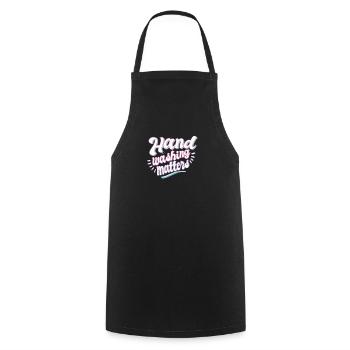 Hand wash measures clean soap health body - Cooking Apron - black - Front - AI Model Male 185 dark (185cm)
