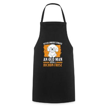 Ne sous-estimez jamais un vieil homme avec un Bichon Frise - Tablier de cuisine - noir - Devant - AI Model Male 185 dark (185cm)