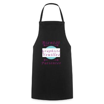 Tshirt homme Bientôt graphiste veuillez patienter - Tablier de cuisine - noir - Devant - AI Model Male 185 dark (185cm)