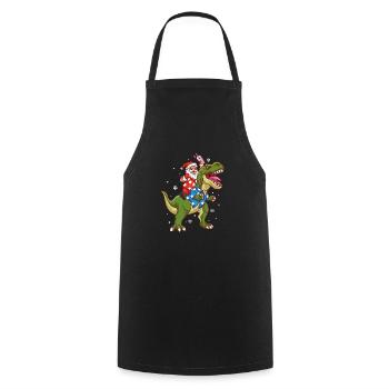 Santa Riding T-Rex Christmas In July Funny Summer - Cooking Apron - black - Front - AI Model Male 185 dark (185cm)