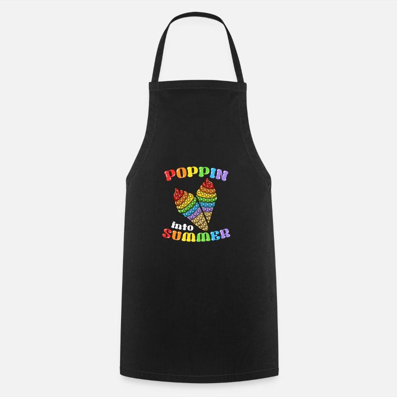 Poppin Into Summer Pop It Fidget Cone Ice Cream - Cooking Apron - black