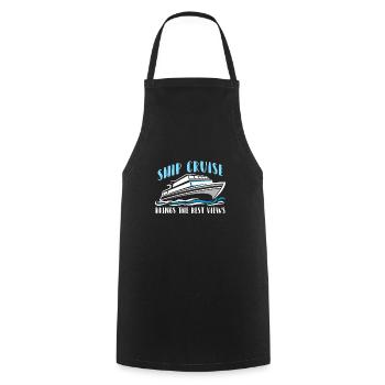 Ship Cruise Brings The Best View Kreuzfahrt - Cooking Apron - black - Front - AI Model Male 185 dark (185cm)
