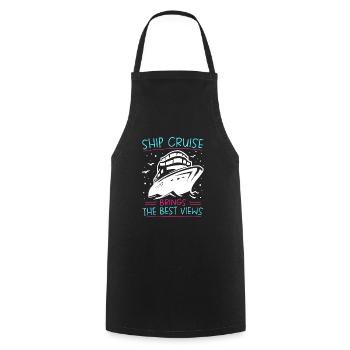 Ship Cruise Brings The Best Views Kreuzfahrt - Cooking Apron - black - Front - AI Model Male 185 dark (185cm)