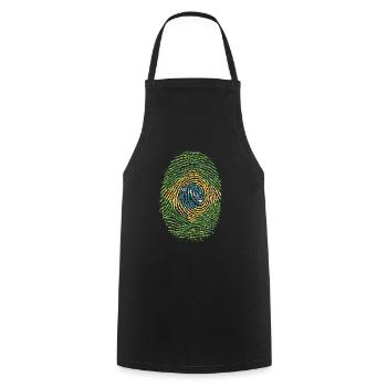 Brazil Brazilian Fingerprint Flag - Cooking Apron - black - Front - AI Model Male 185 dark (185cm)