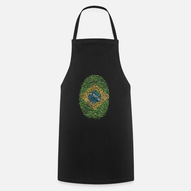 Drapeau brésilien des empreintes digitales du Brésil - Tablier de cuisine - noir