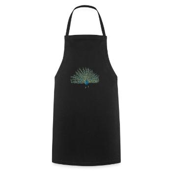 Peacock I Peacock Eye Motif with Peacock Feather - Cooking Apron - black - Front - AI Model Male 185 dark (185cm)