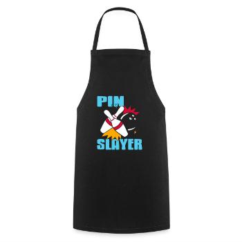 Pin Slayer Awesome Retro Bowling Design T-Shirt - Kochschürze - Schwarz - Vorne - AI Model Male 185 dark (185cm)