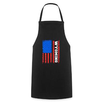 Wyoming Usa flag gift - Cooking Apron - black - Front - AI Model Male 185 dark (185cm)